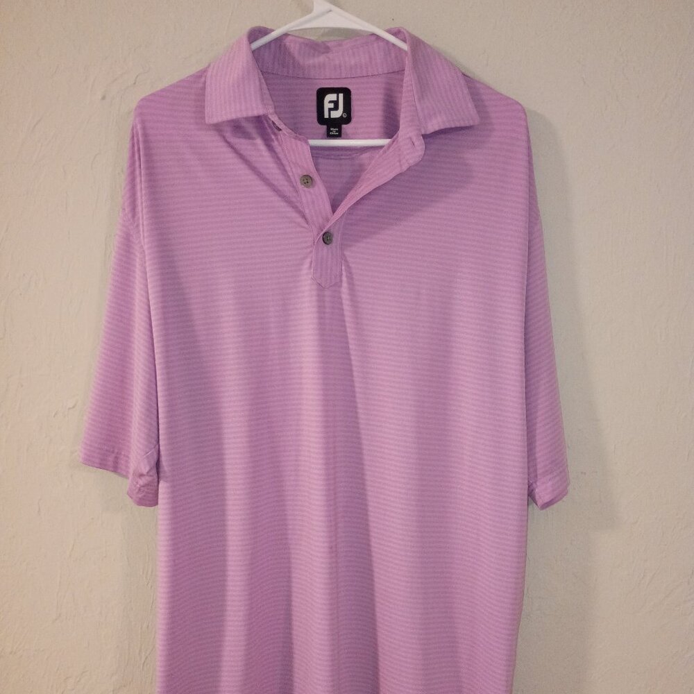 FootJoy Men’s Large Golf Polo Pink Stripe Bogey Hills Country Club Performance